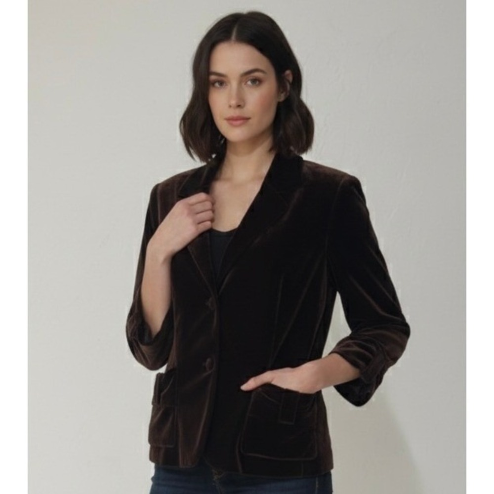 Spenser Jeremy Vintage Brown Velvet Blazer Jacket Bow Pockets XL